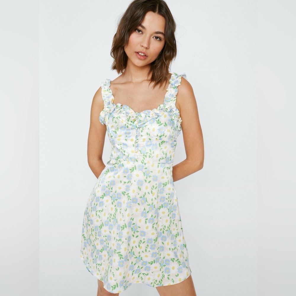 Zara Floral Ruffle Strap Dress